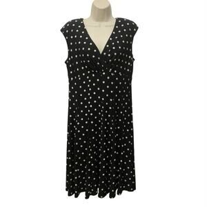 Lauren Ralph Women’s Size 12 - Cap Sleeve Dress Black & White Polka-Dot